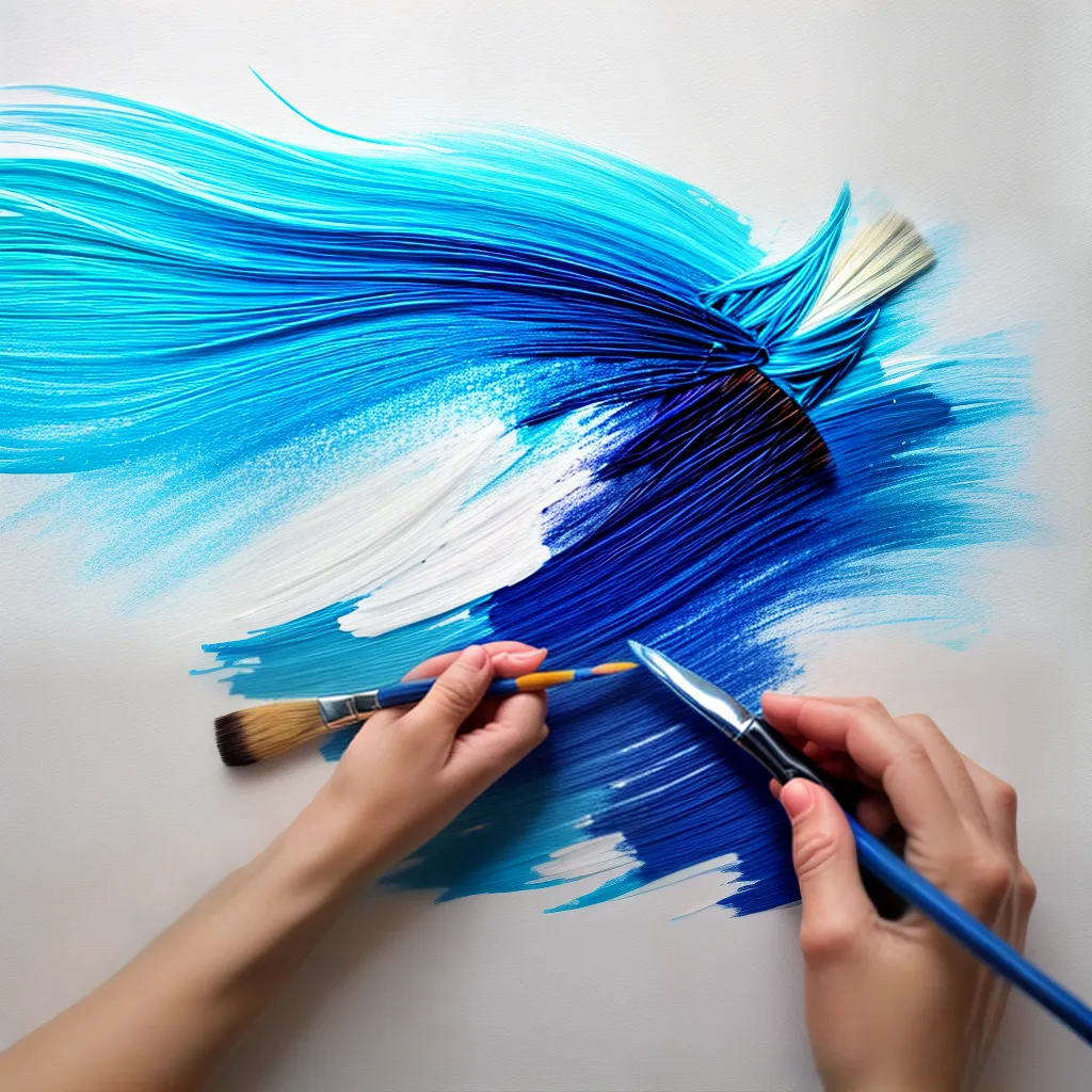 pintor mao pincel azul abstrato pintor mao pincel azul abstrato