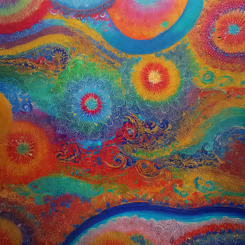 pintura tecido colorida intrincada