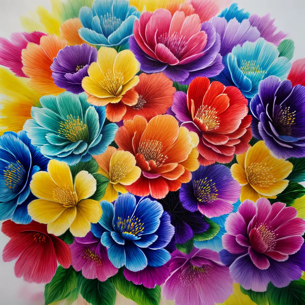 pintura tecido colorida bouquet