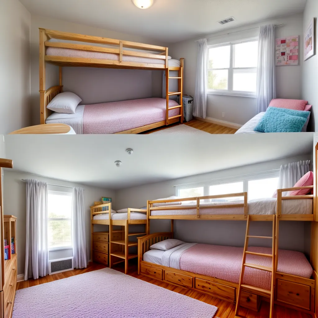 quarto acolhedor beliche triplo pastel
