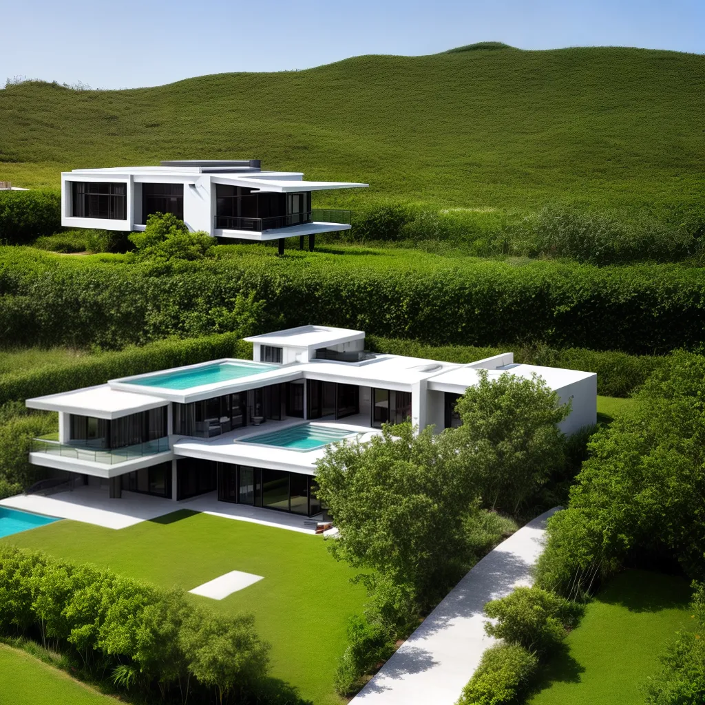 casa moderna paisagem verde segura casa moderna paisagem verde segura