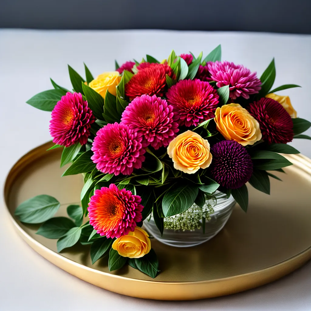 arranjo floral tray colorido elegante