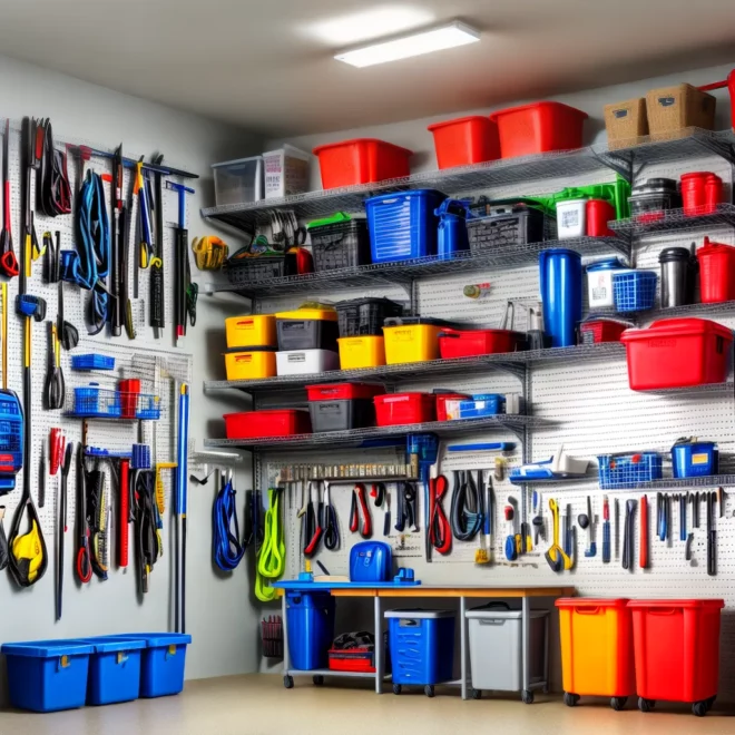 garagem organizada prateleiras ferramentas