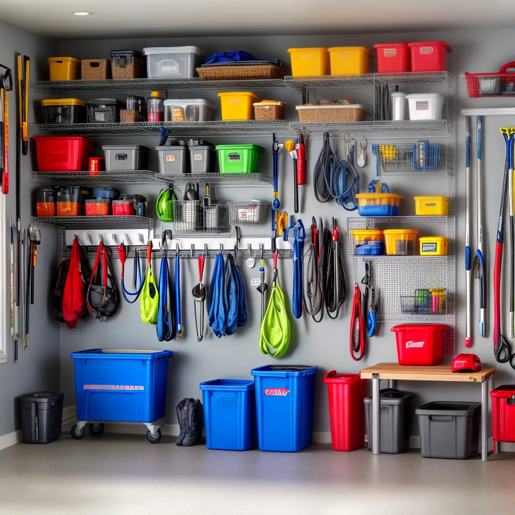 garagem organizada prateleiras ferramentas bicicletas