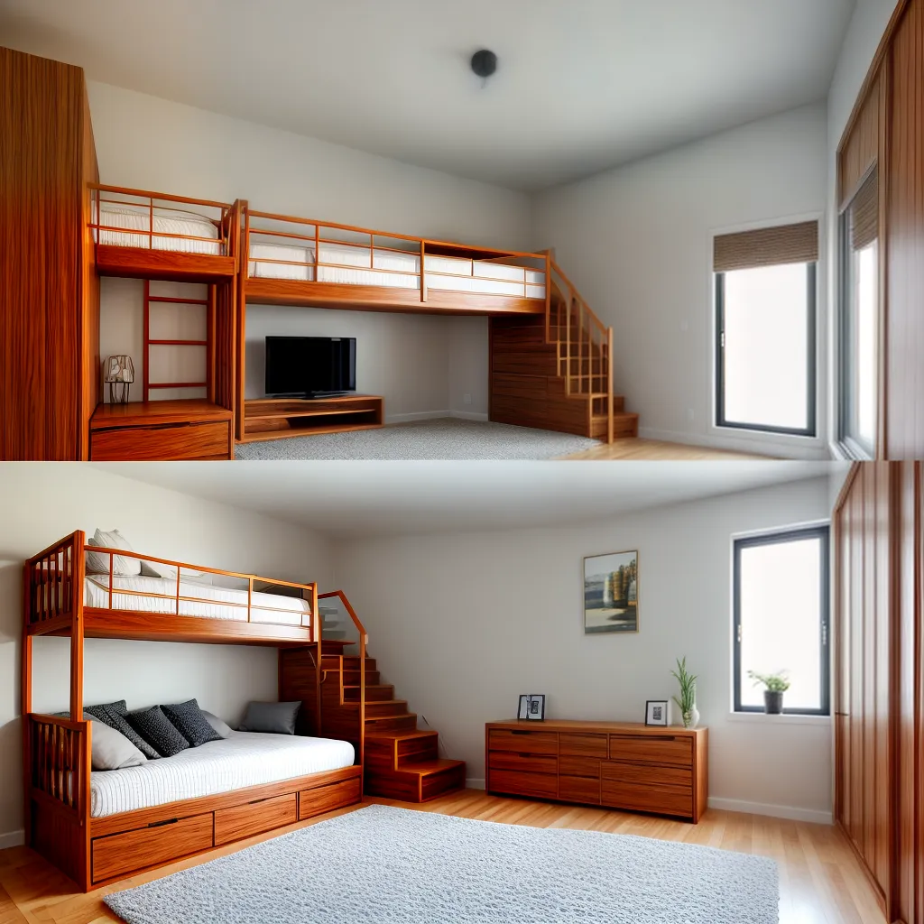 quarto moderno cama trelica escada