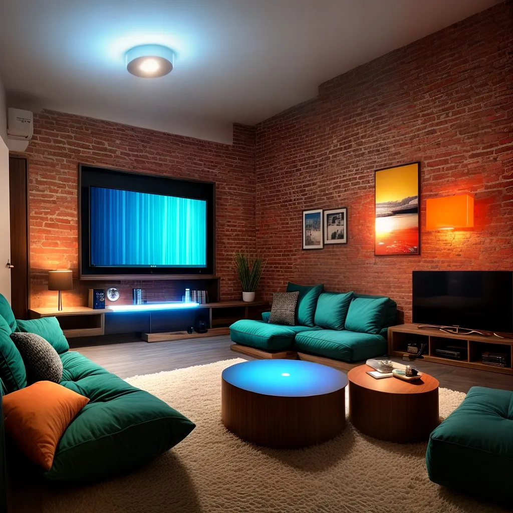 sala estar sofa tela iluminacao