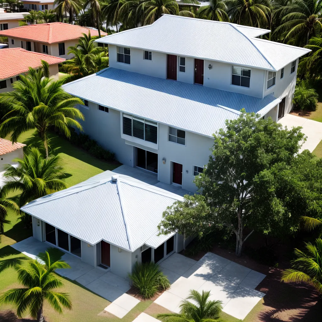 casa concreto telhado metalico palmeiras