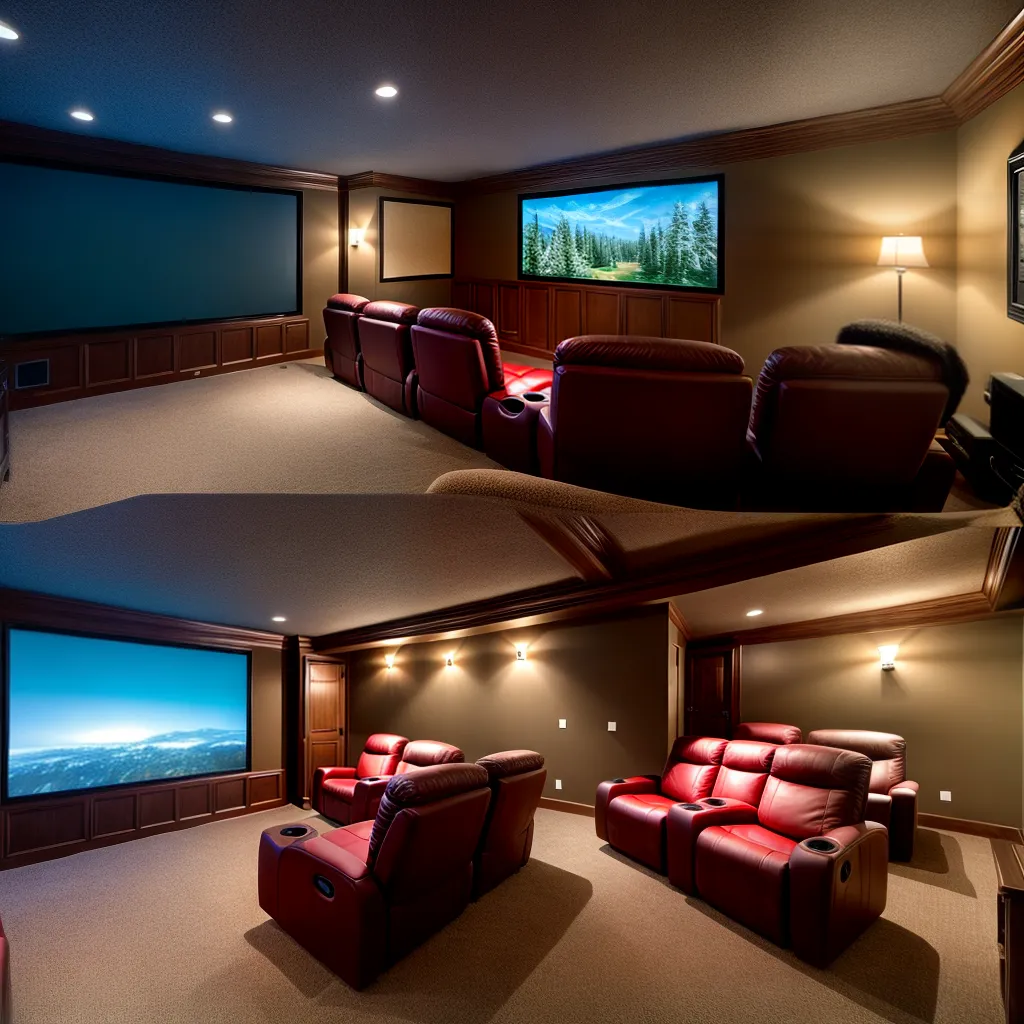 sala cinema caseira luzes reclinaveis