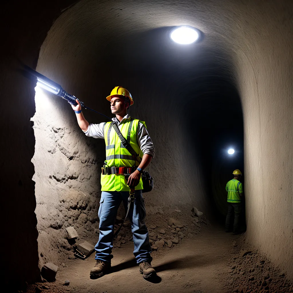 trabalhador construcao tunel escuro seguranca trabalhador construcao tunel escuro seguranca