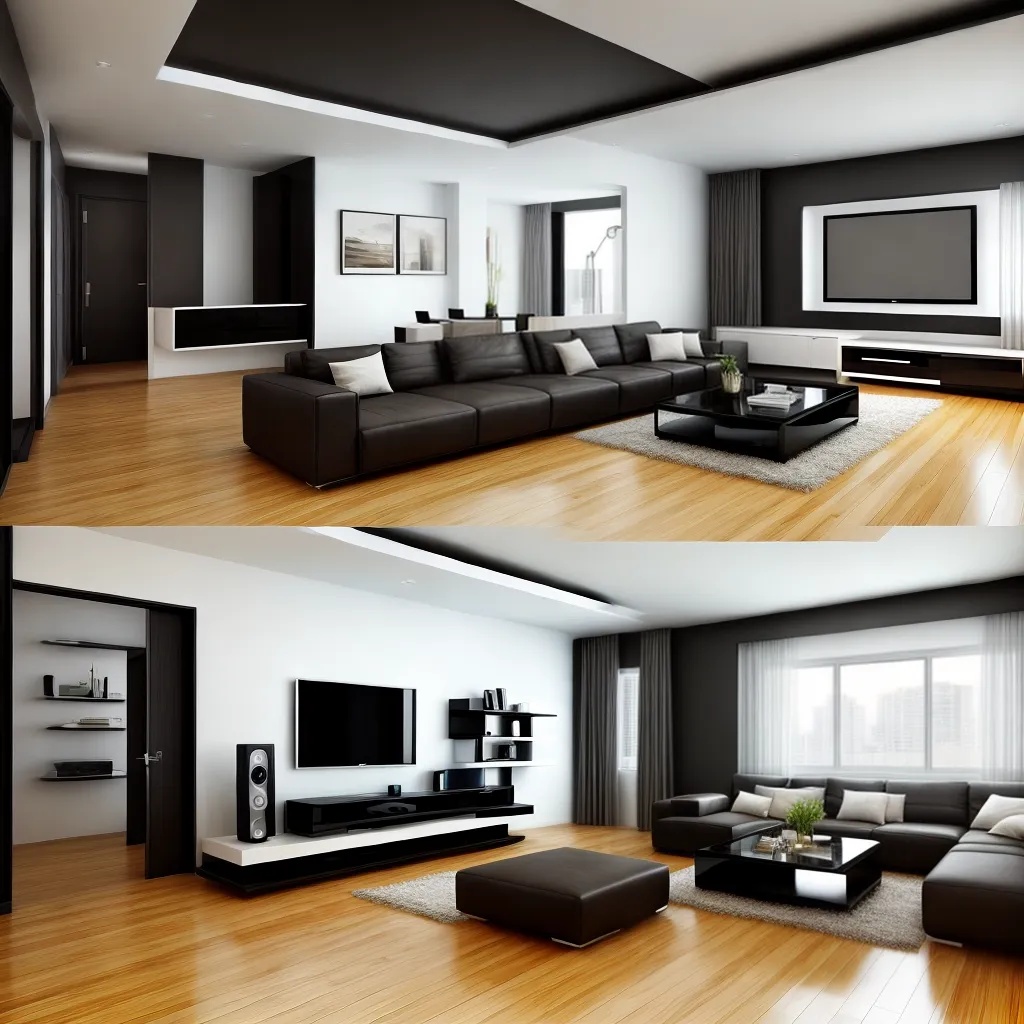 sala minimalista tv prateleiras dvds
