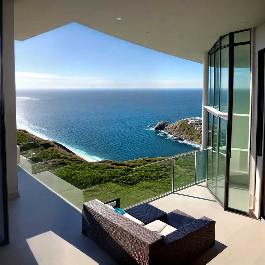 arquitetura moderna cliff panorama oceano