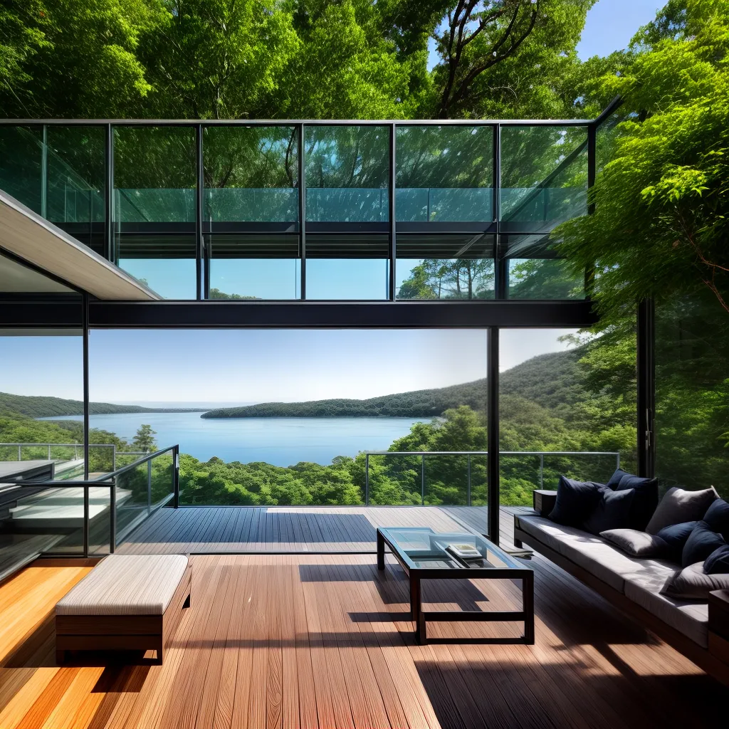 casa vidro natureza lago colina