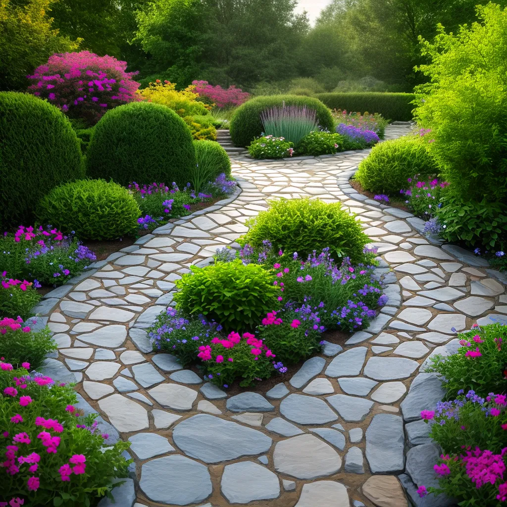 caminho jardim pedras tons neutros