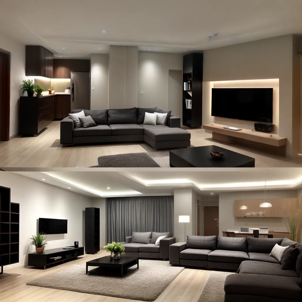 sala moderna tv sofa ambiente