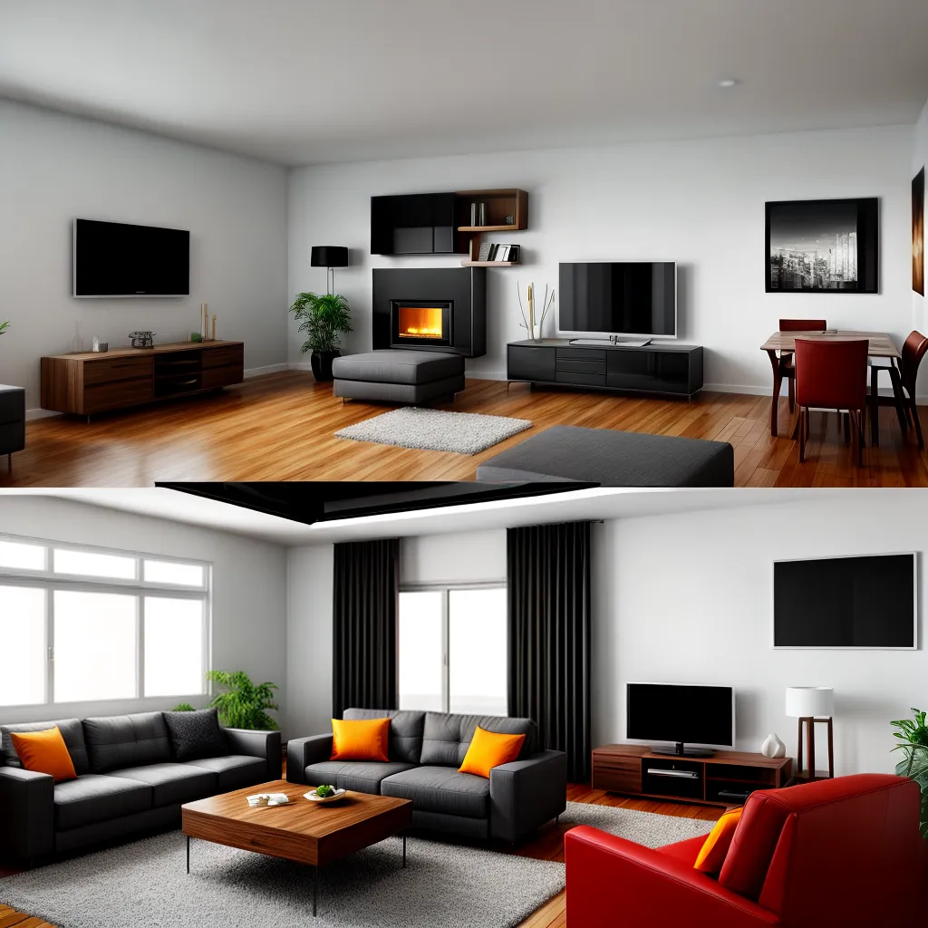 sala moderna tv sofa conforto