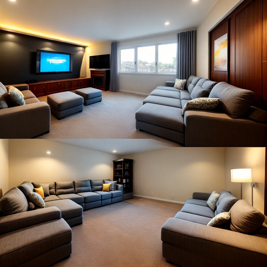 sala cinema caseiro sofa lanches