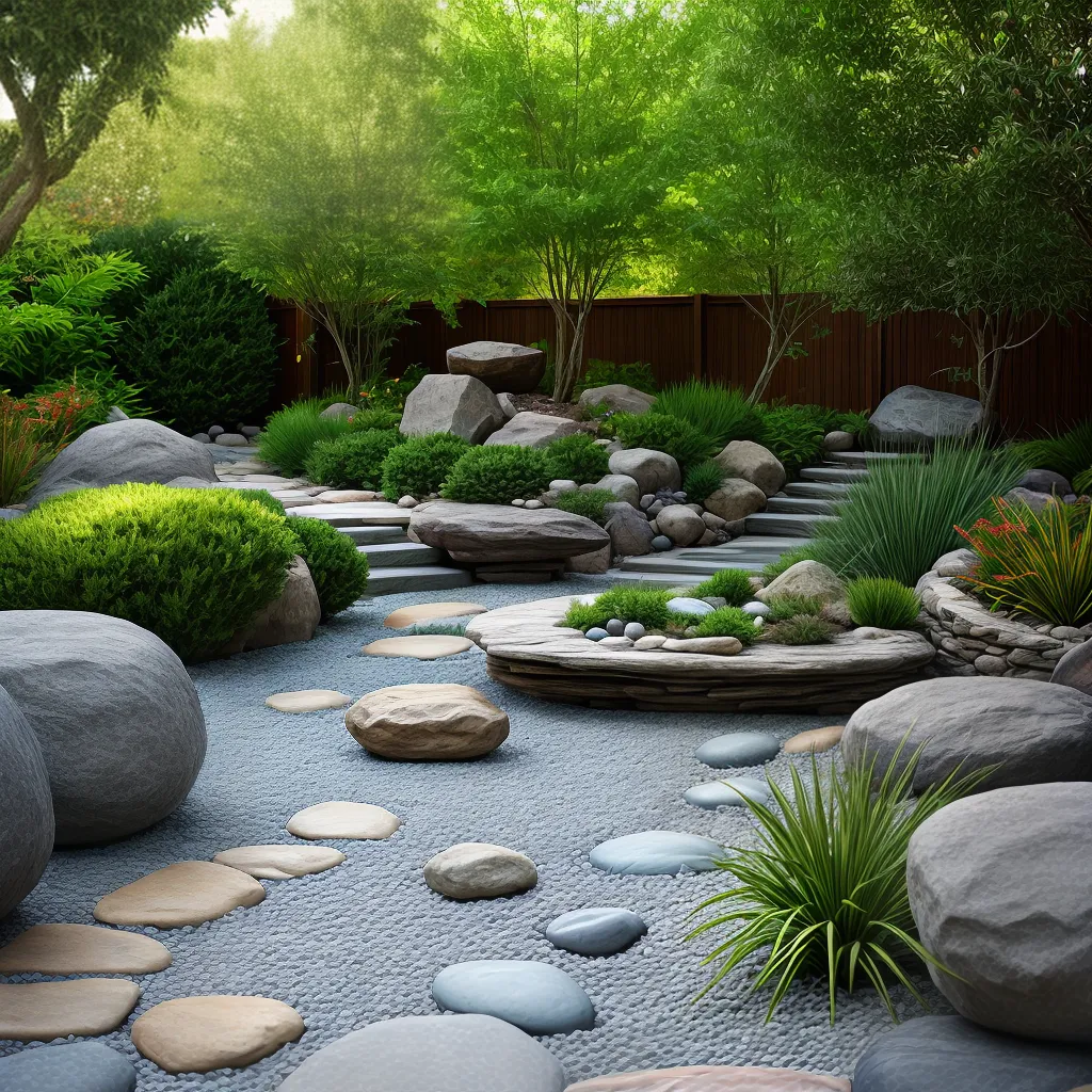 jardim zen pedra brita verde agua