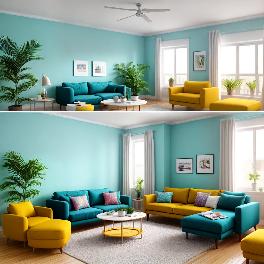sala colorida sofa plantas sala colorida sofa plantas