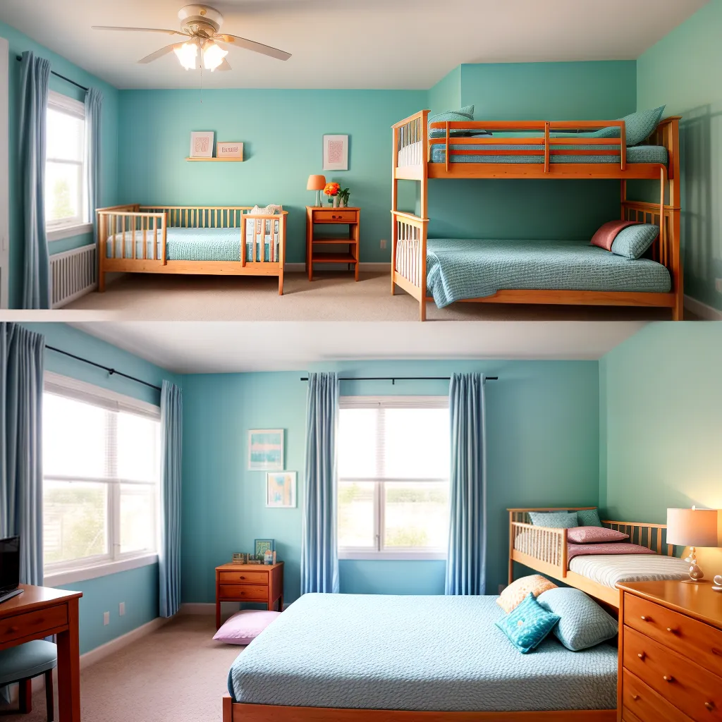 quarto organizado belas cores bicama