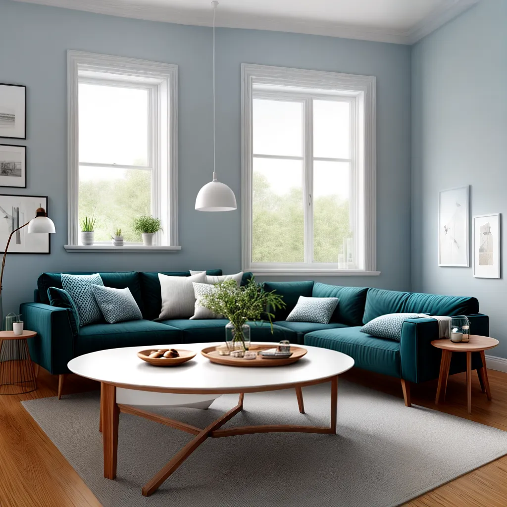sala estar azul sofa cinza 1