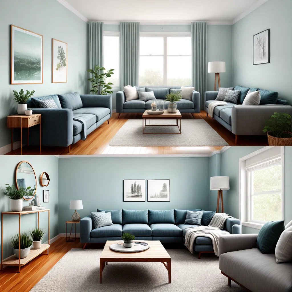 sala estar azul sofa cinza 2