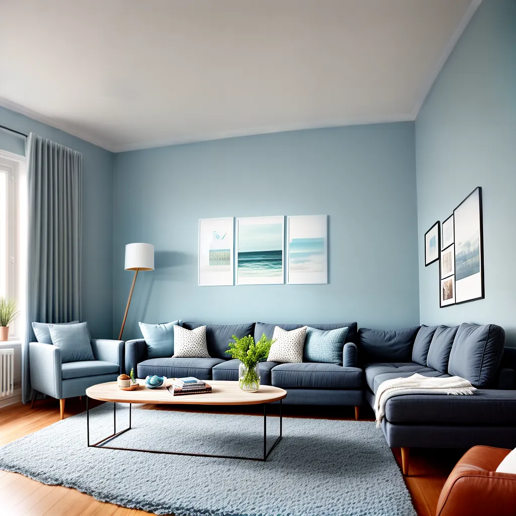 sala azul confortavel serena