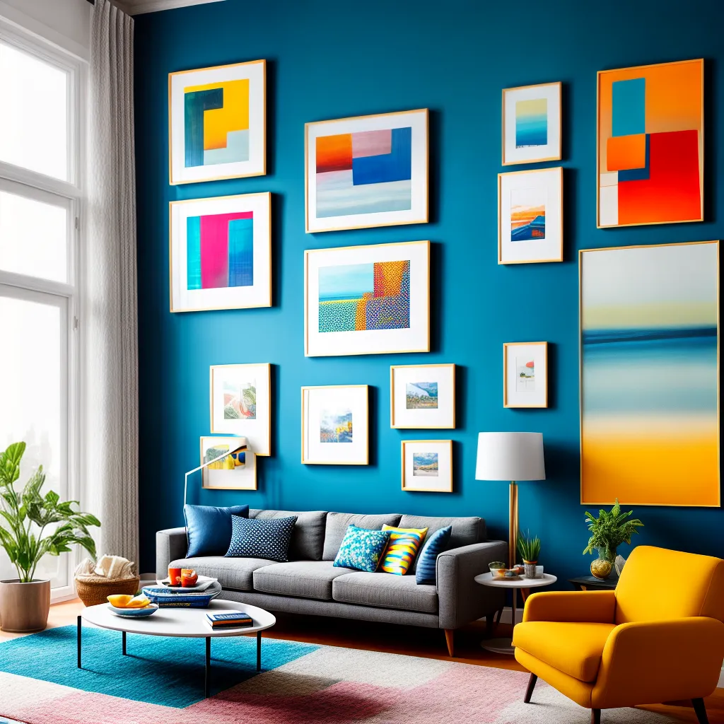 sala vibrante parede azul sofa amarelo sala vibrante parede azul sofa amarelo