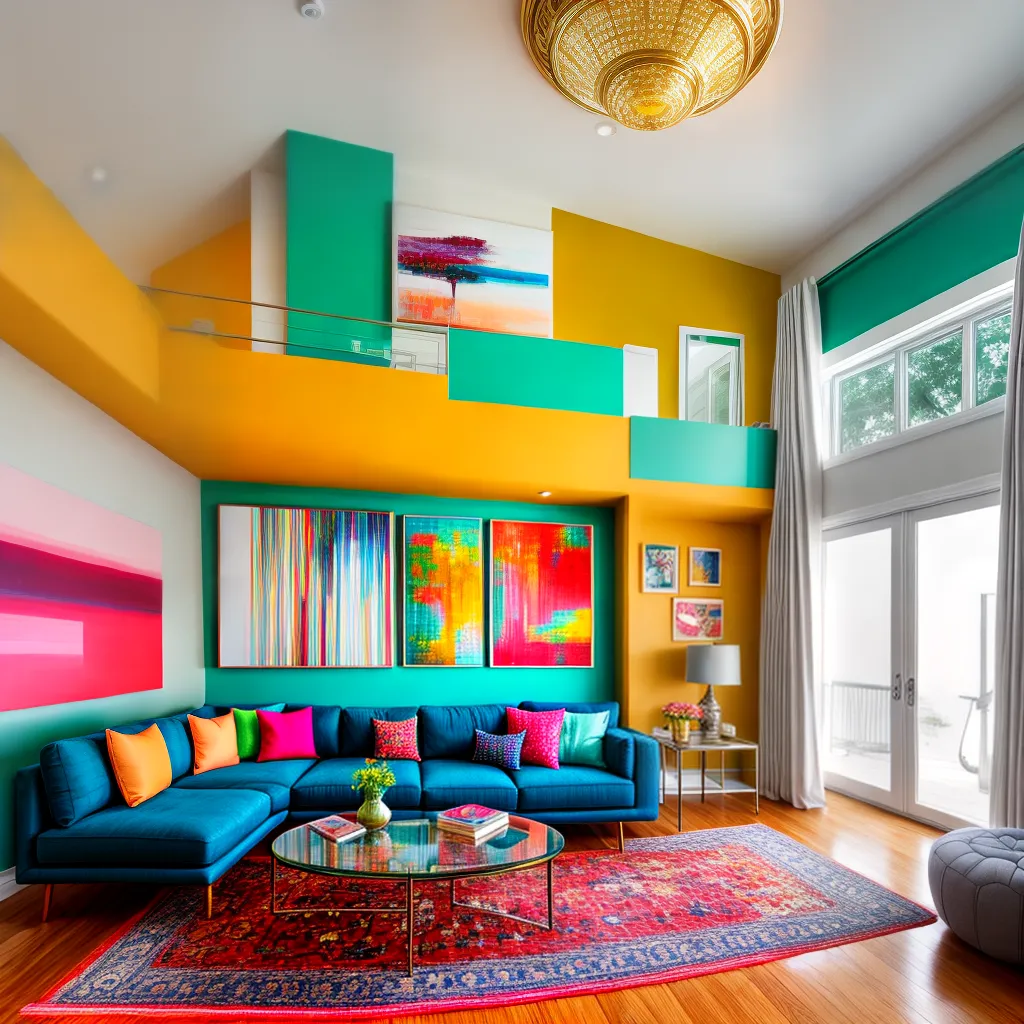 sala vibrante parede colorida alegria