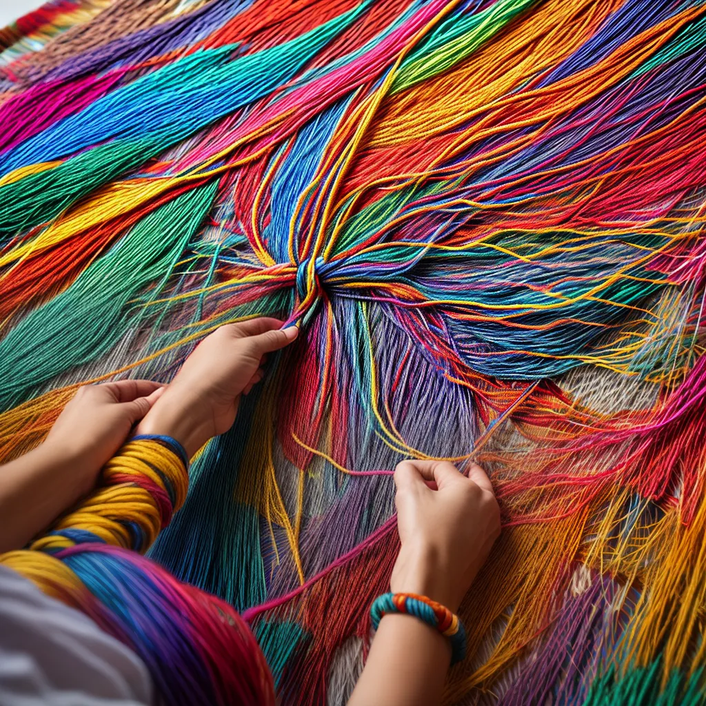 macrame tecido colorido habilidades