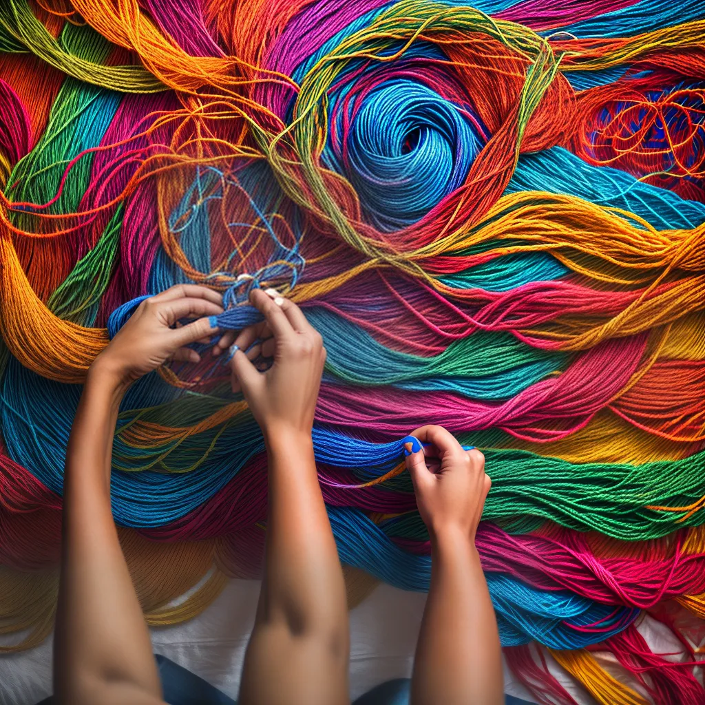 macrame artesao tecido colorido 1