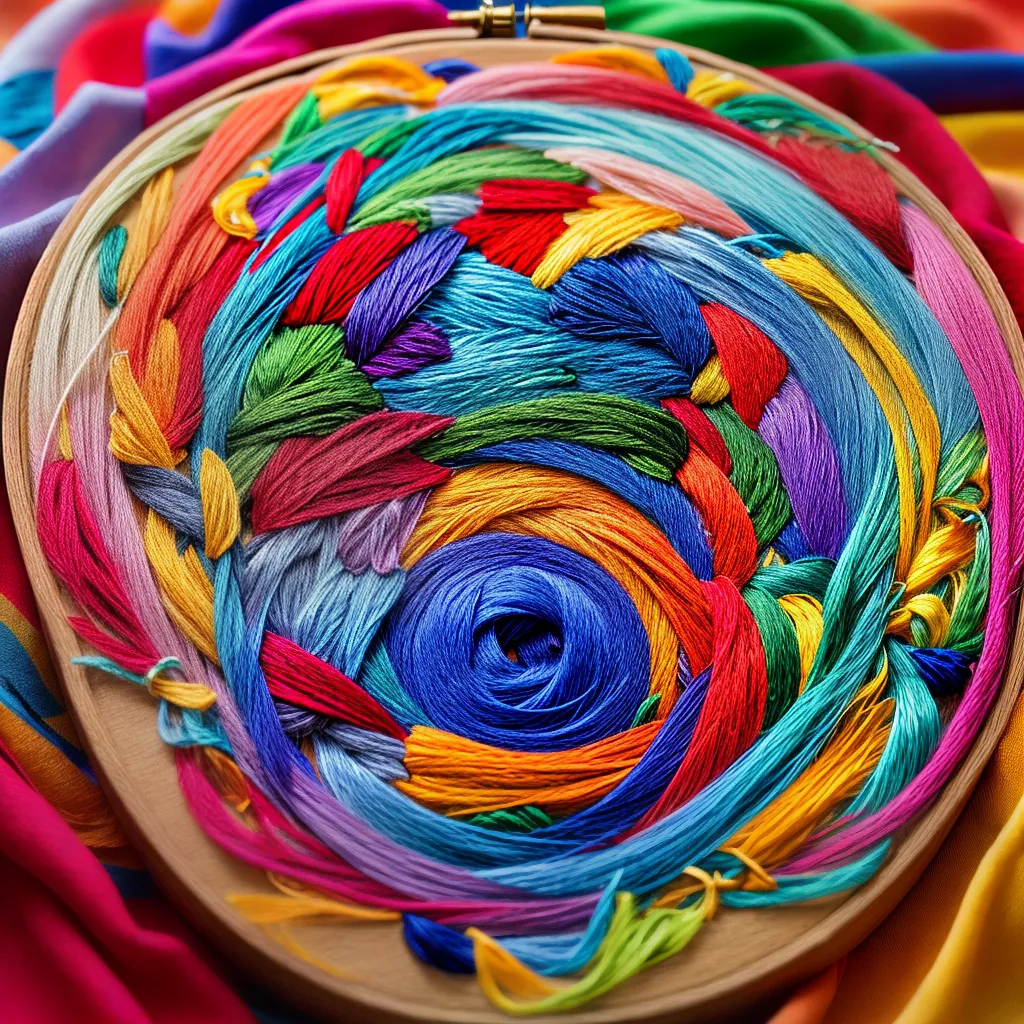 bordado colorido arte tecido