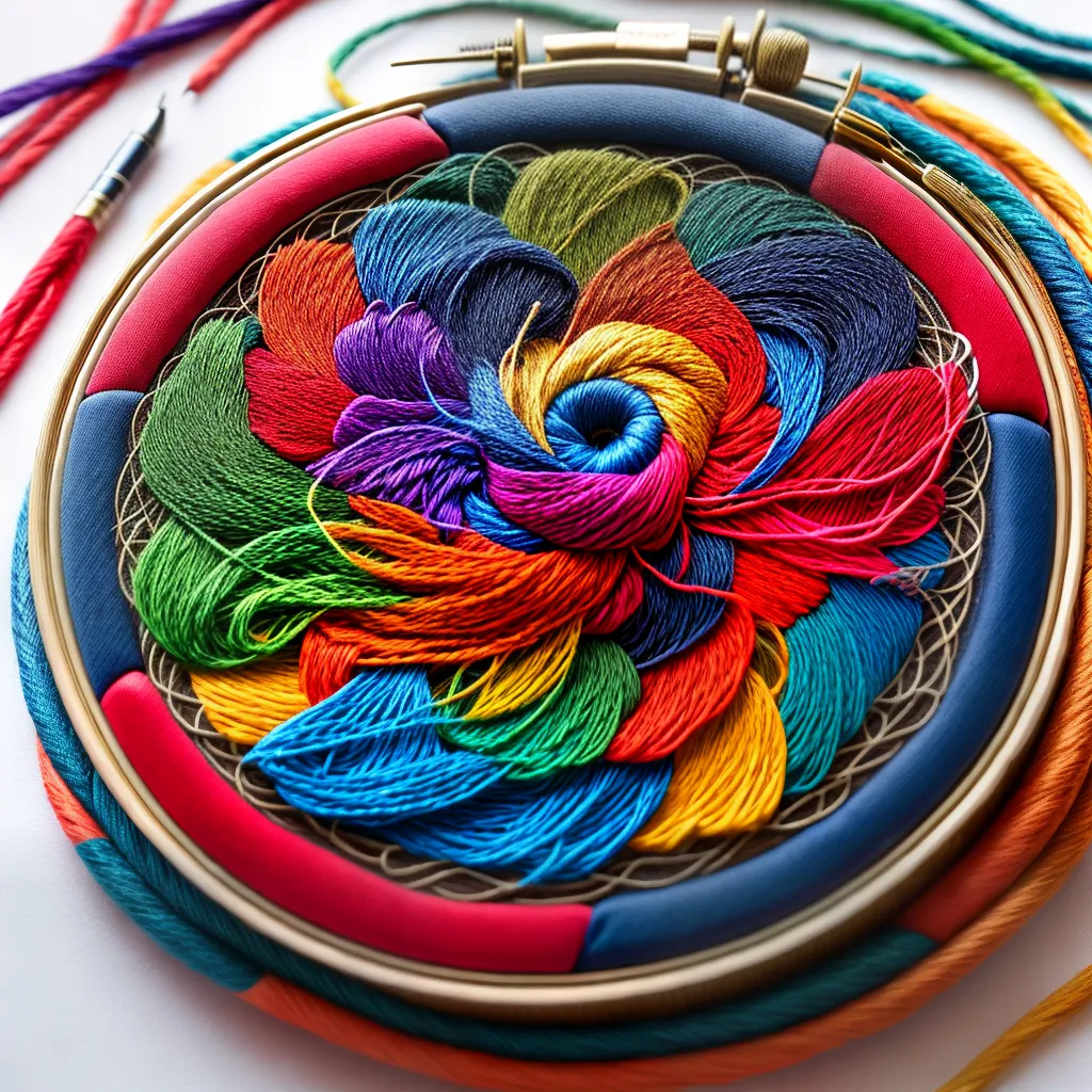 bordado colorido arte agulha tecido