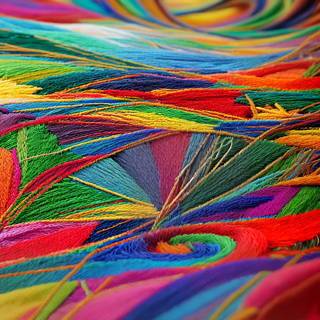 bordado colorido arte tecido agulhas