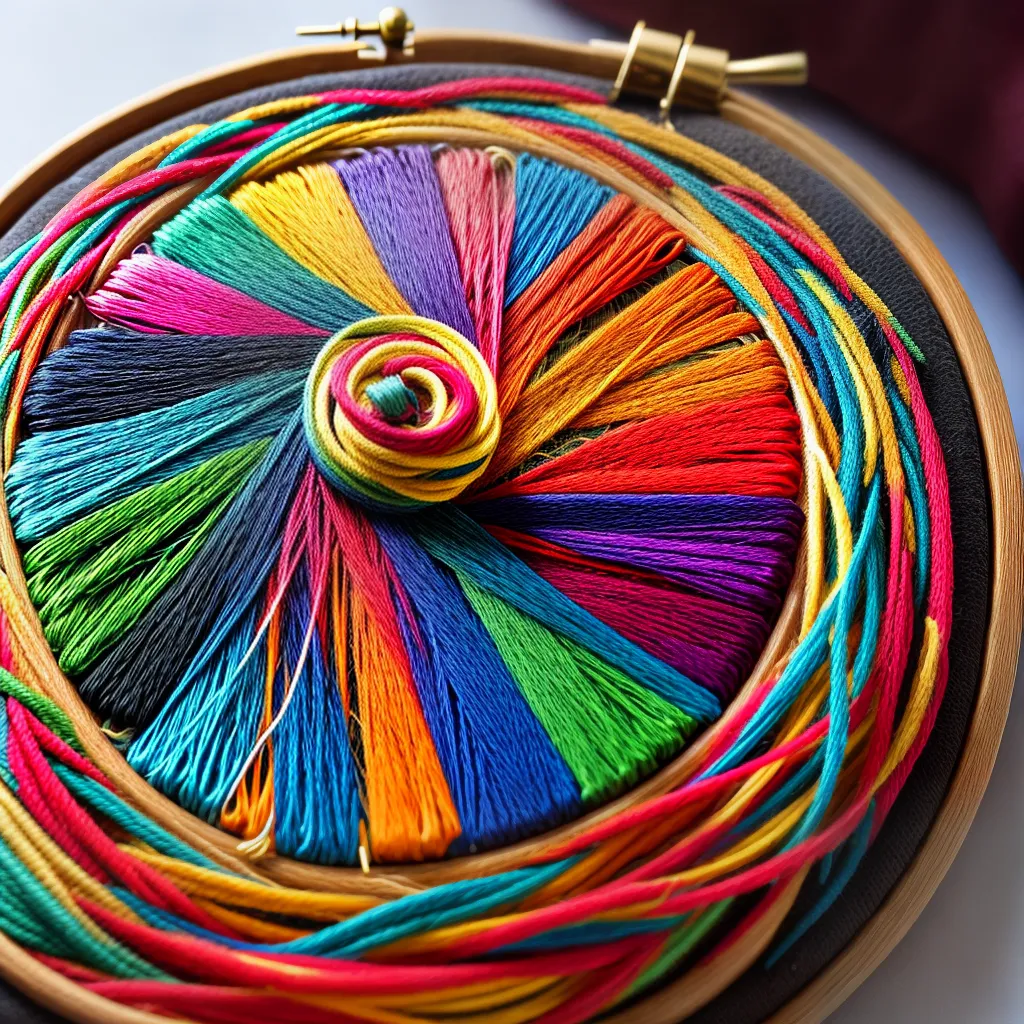 bordado colorido arte agulhas tecido