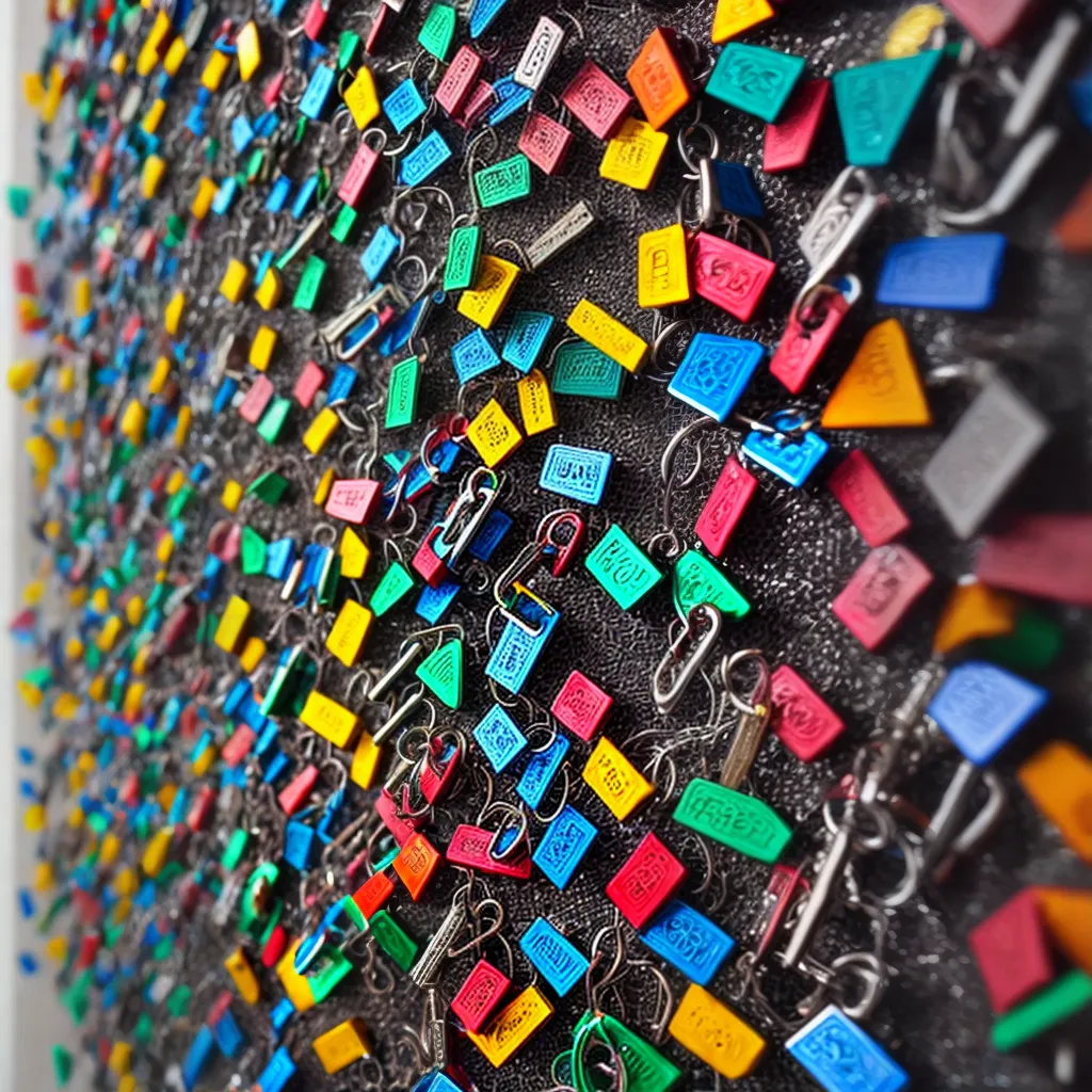 escultura chaves magneticas coloridas escultura chaves magneticas coloridas