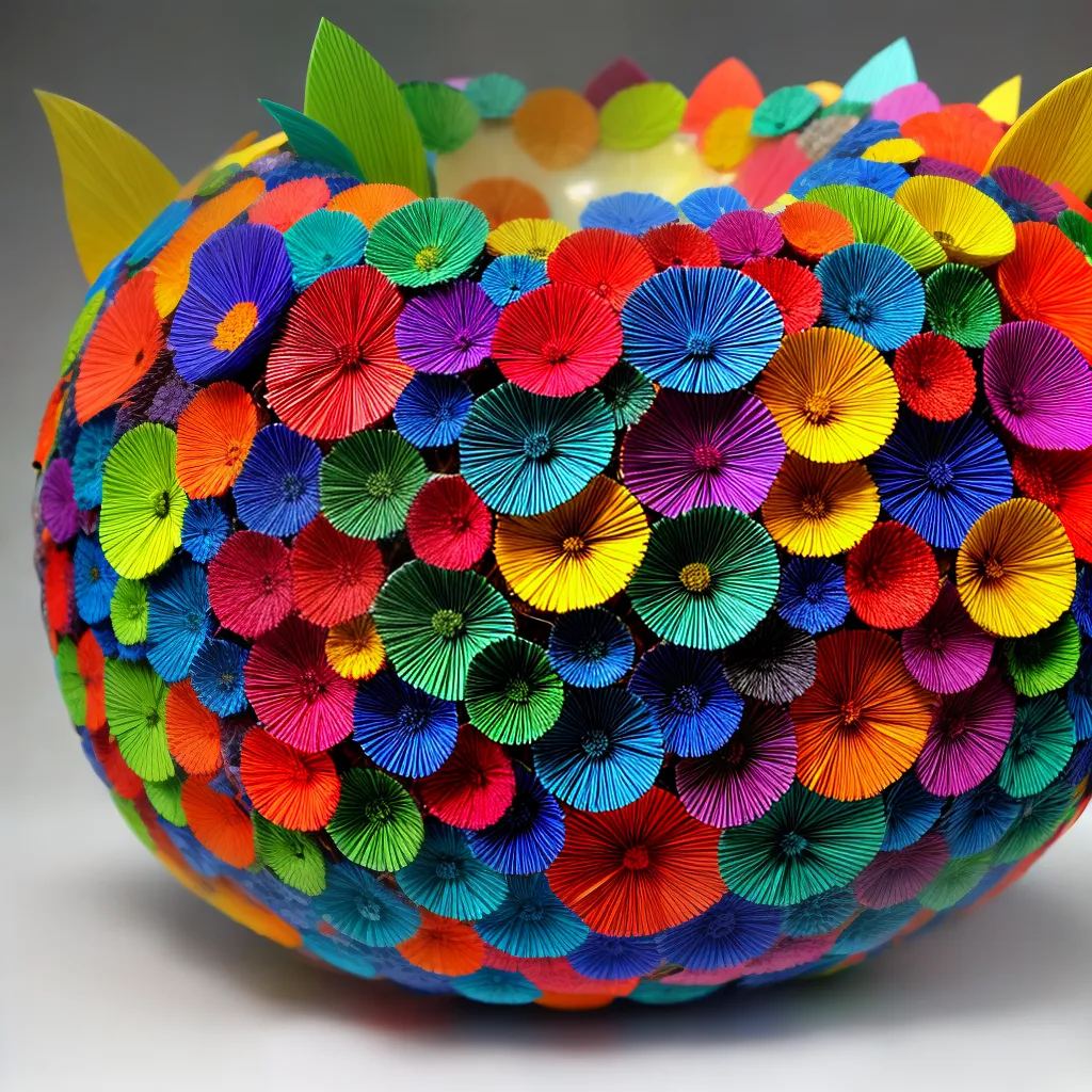 esculturas papel mache coloridas