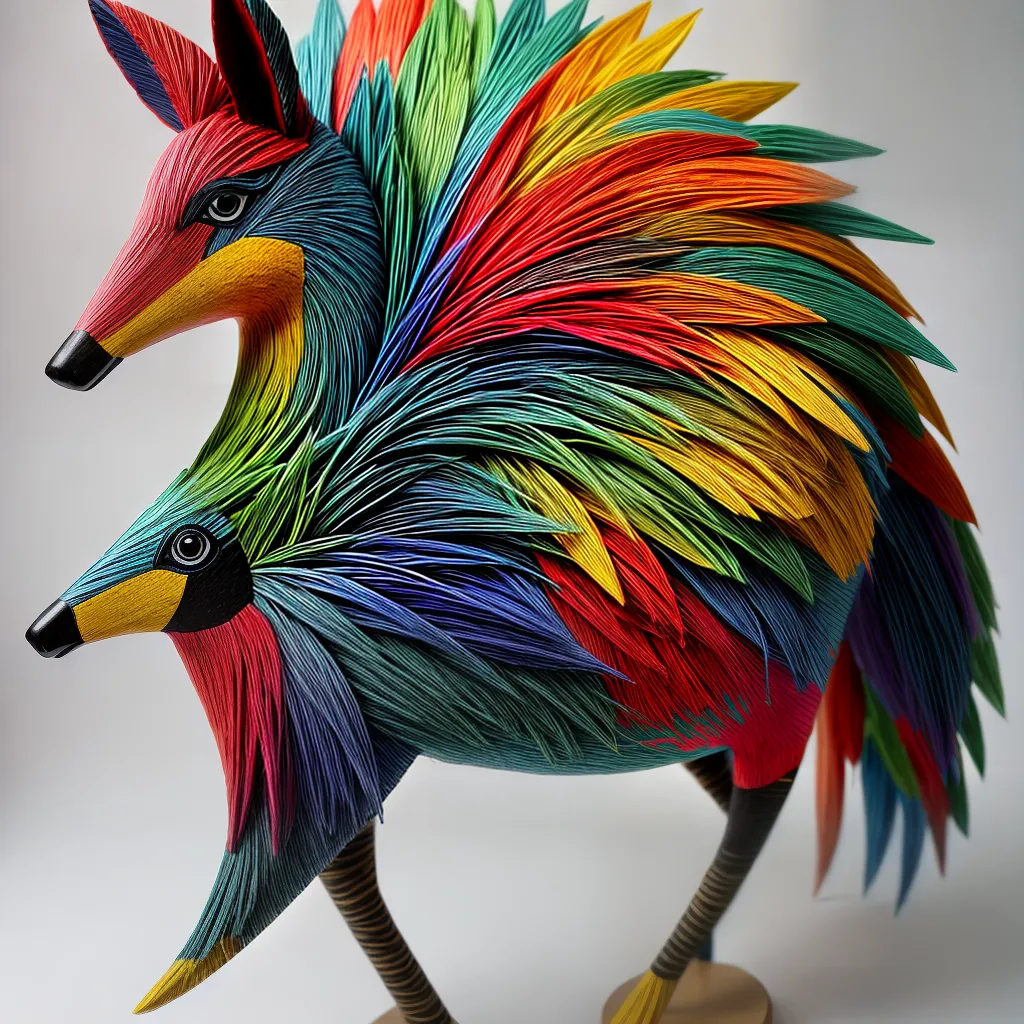 escultura papier mache colorida versatilidade