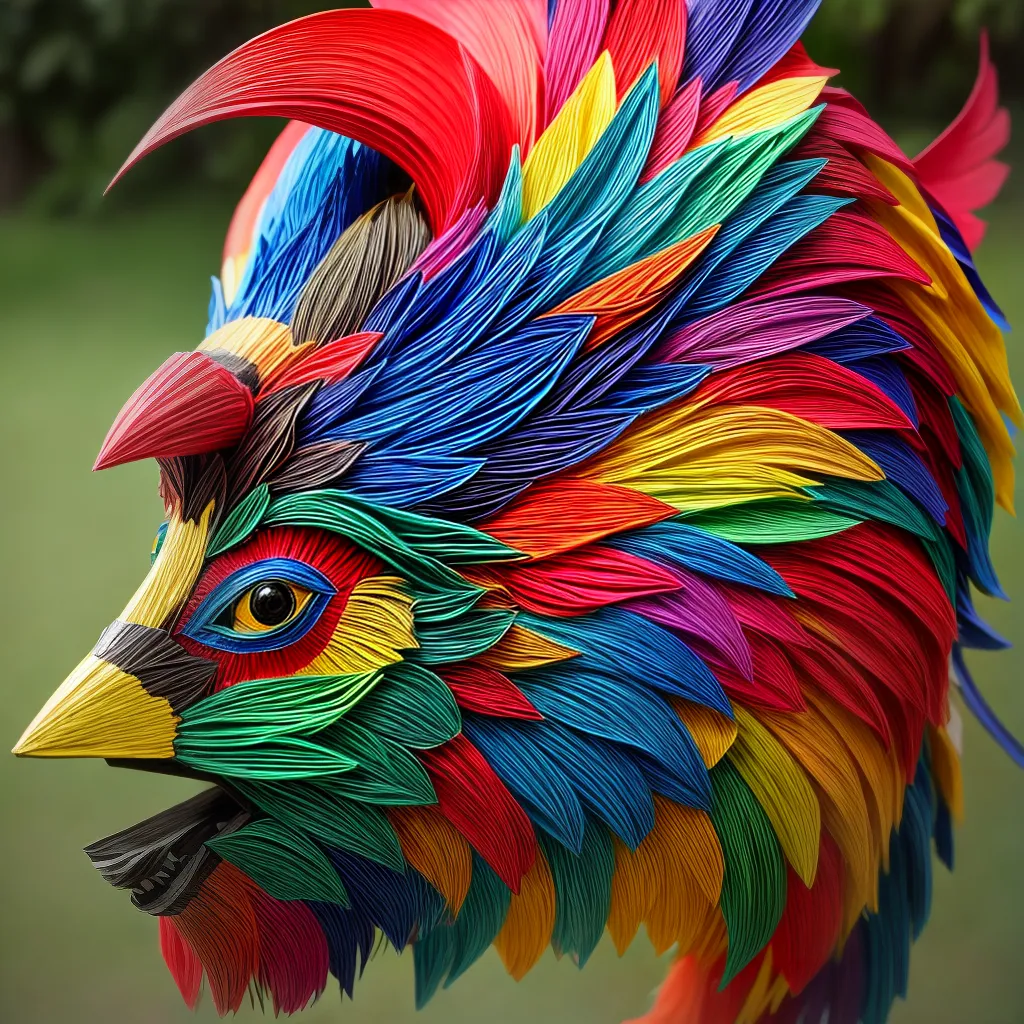 escultura papel mache colorida criativa