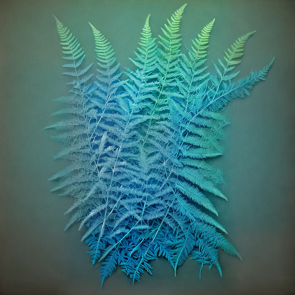 cyanotype arte azul fern lace
