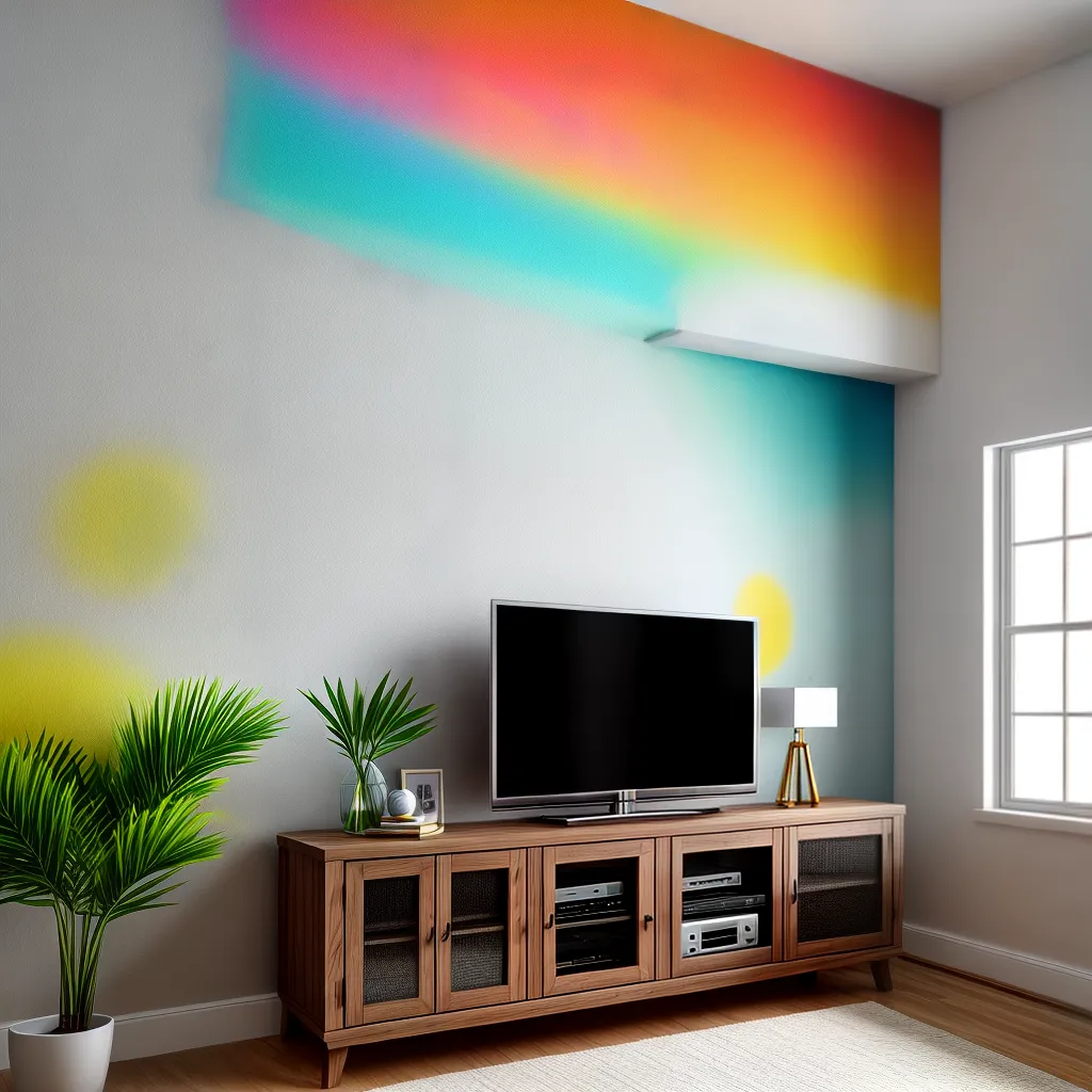 sala tv arte colorida