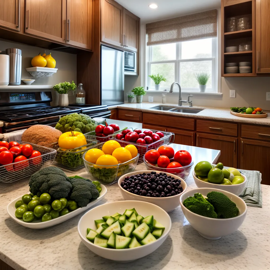 cozinha organizada frutas legumes prevencao
