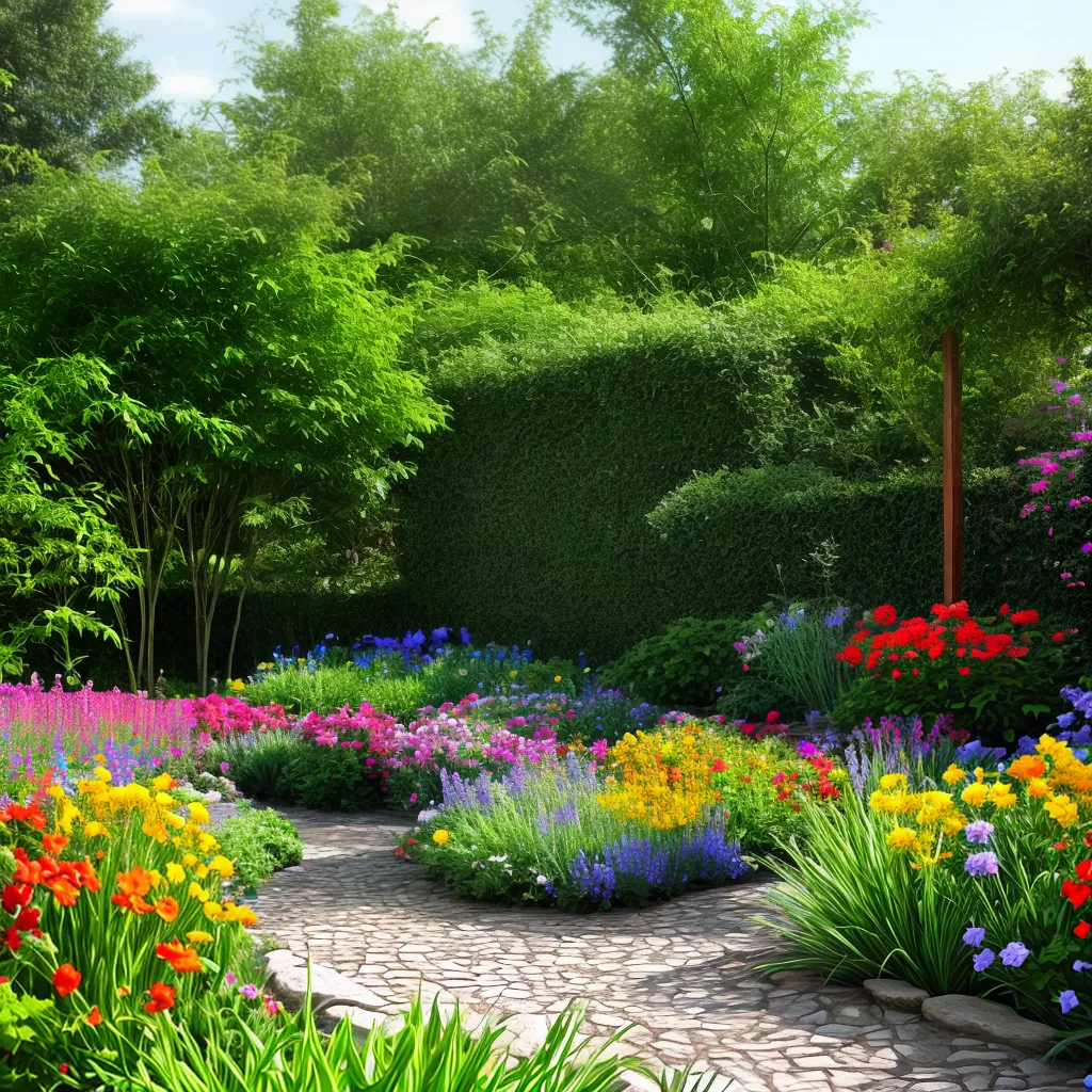 jardim colorido plantas saudaveis