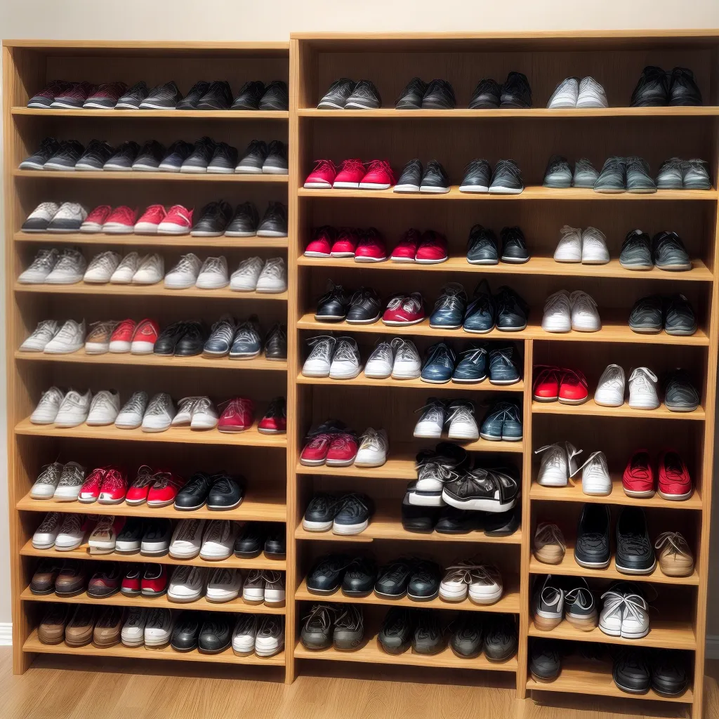 rack organizado sapatos limpos