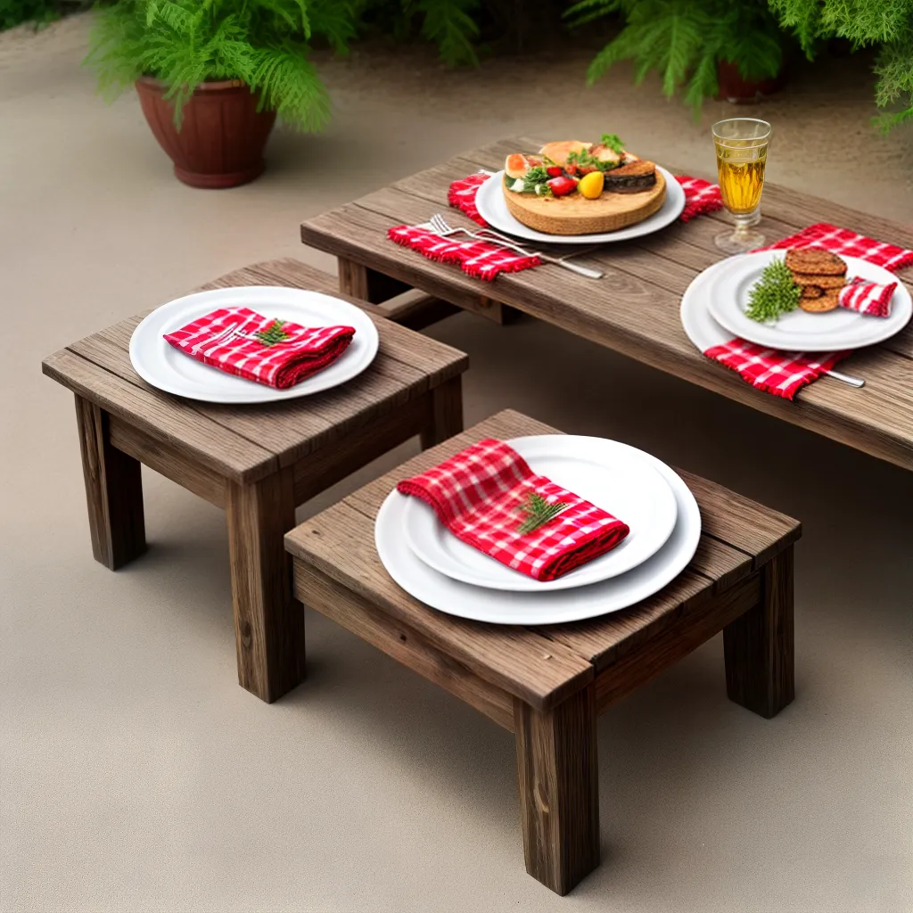 mesa rustica ao ar livre sousplat elegante