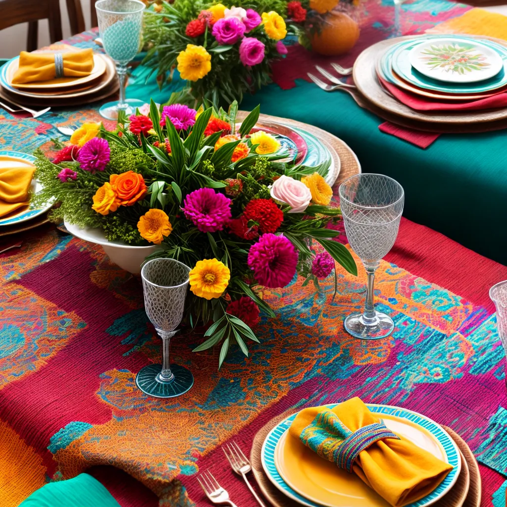 mesa jantar boho chic sousplats etnicos