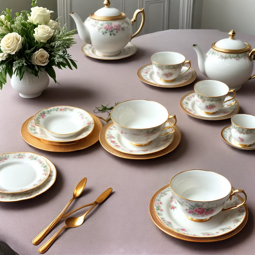 mesa cha sousplats florais elegante