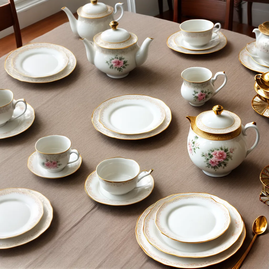 mesa cha floral porcelana requinte