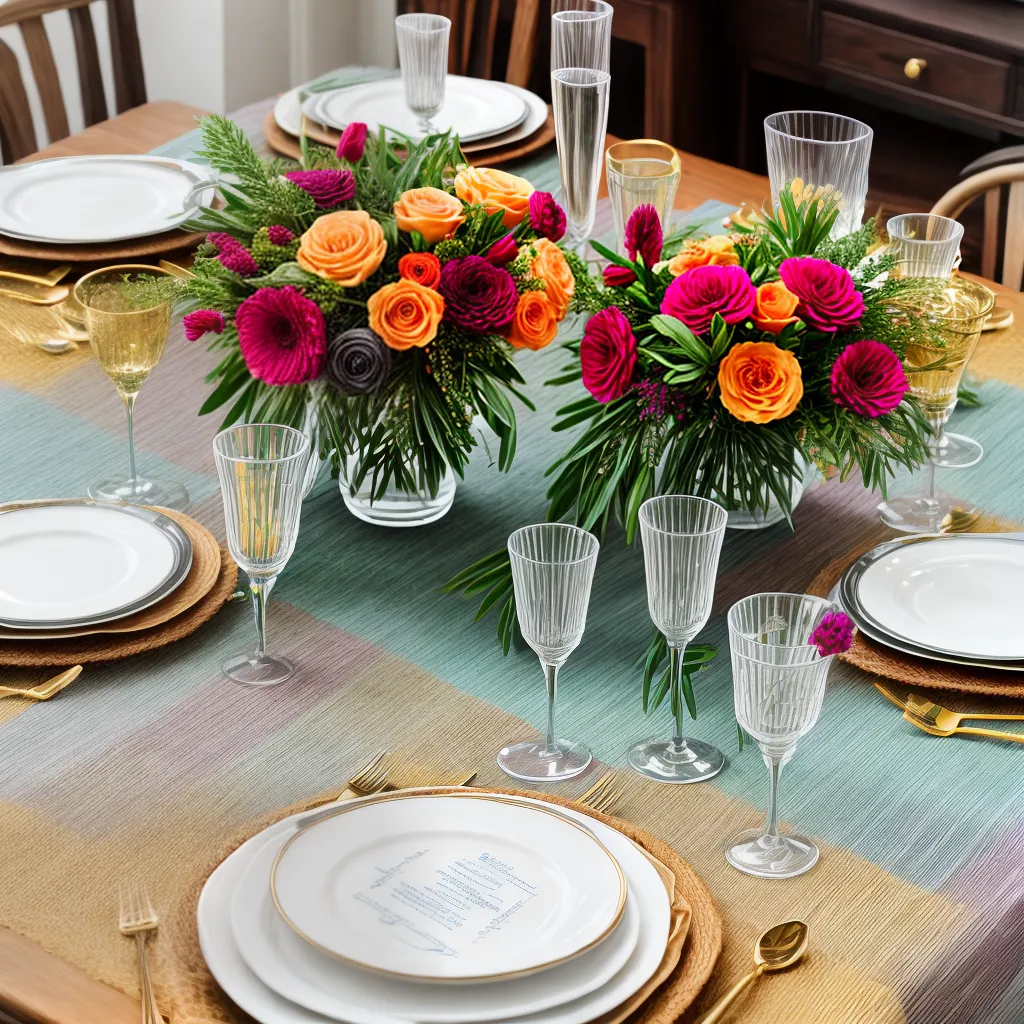 mesa colorida placemats vidros elegantes
