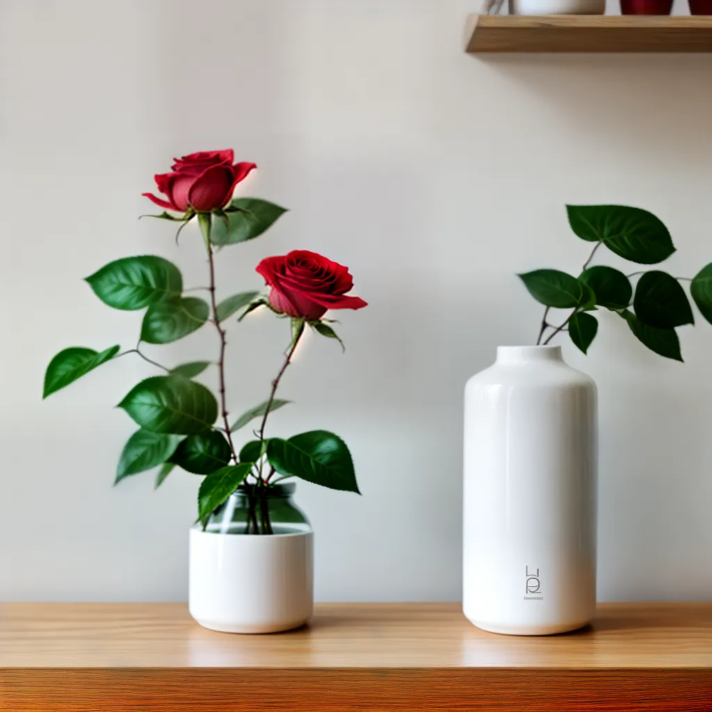 vase branco madeira rosa vermelha