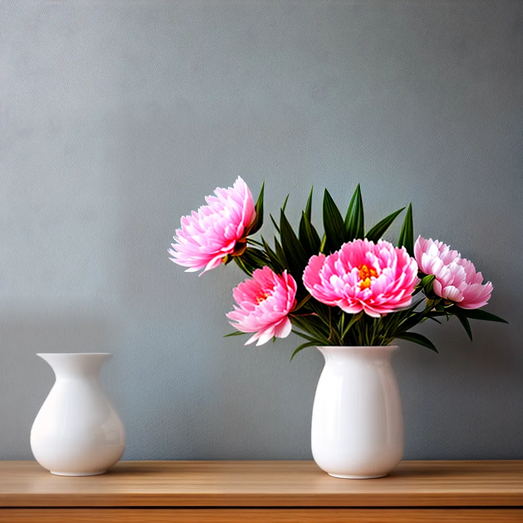 vaso ceramica branco peonia rosa